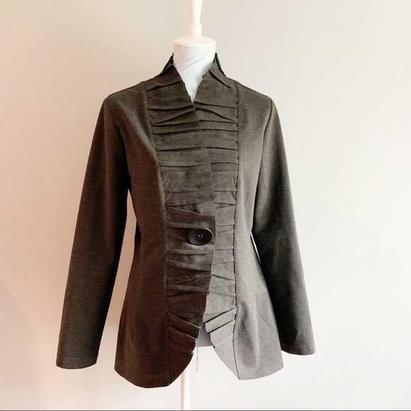 Joseph Ribkoff Jackets & Blazers - JOSEPH RIBKOFF charcoal ruffle trim blazer